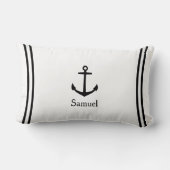 Zwart anker op wit gepersonaliseerd kussen (Achterkant)