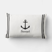 Zwart anker op wit gepersonaliseerd kussen (Voorkant)