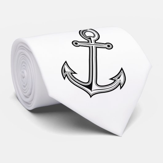 Zwart anker stropdas (Opgerold)