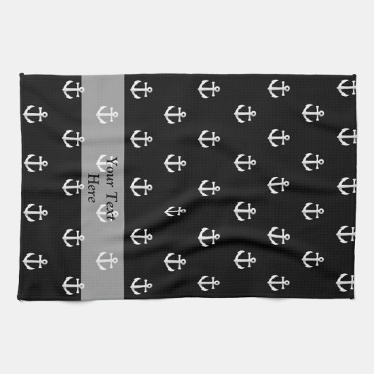 Zwart ankerpatroon theedoek (Horizontaal)