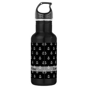 Zwart ankerpatroon waterfles