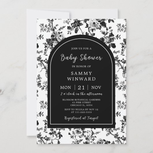 Zwart Antiek Chinoiserie Baby shower Kaart (Voorkant)