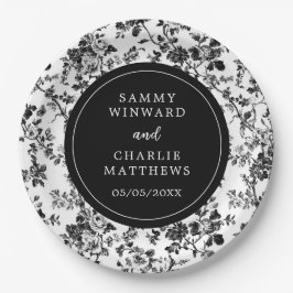 Zwart Antiek Chinoiserie Wedding Papieren Bordje