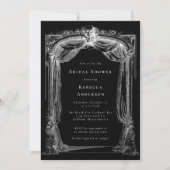 Zwart Antiek Gotisch Ornament Schedel Vrijgezellen Kaart (Voorkant)