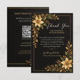 Zwart & Antiek Goud Kerst Botanische Dankjewel Informatiekaartje