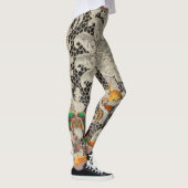 ZWART ANTIEK KANTPATROON VLINDERS LEGGINGS (Rechts)