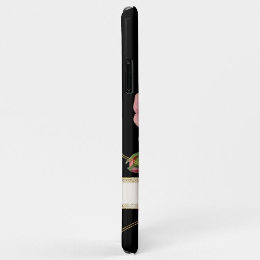  Zwart Antiek Roos Naam Manuscript Handschrift Case-Mate iPhone Case (Achterkant/rechts)