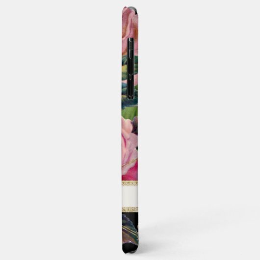 Zwart Antiek Roos Naam Manuscript Handschrift Case-Mate iPhone Case (Achterkant/links)