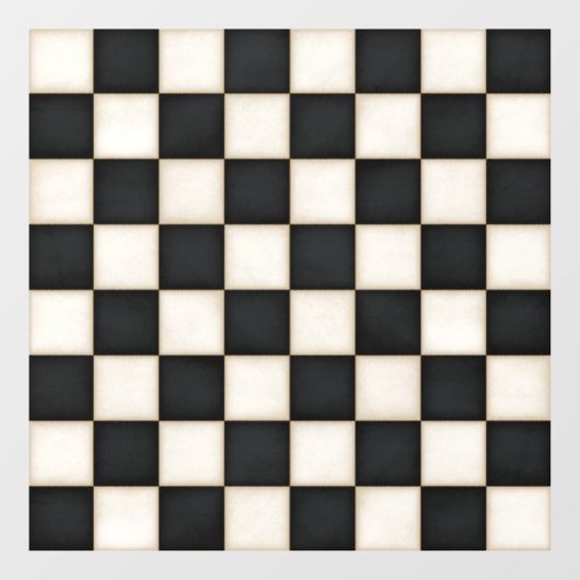 Zwart & Antiek Wit Aangepaste Grootte Schaakbord D Raamsticker (Vel)