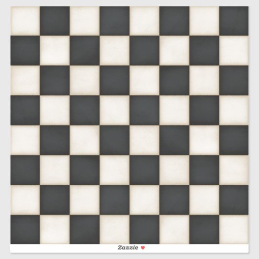 Zwart & Antiek Wit Custom Size Chessboard Decal Sticker (Vel)