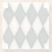 Zwart & Antiek Wit Harlekijn Geruite Patroon Glazen Onderzetter (Achterkant)