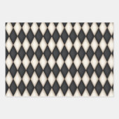 Zwart-Antiek witte Harlequin Diamonds & Stripes Inpakpapier Vel (Voorkant 2)
