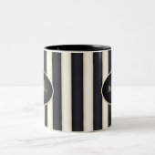 Zwart & Antiek Witte Strepen Brons Monogram Tweekleurige Koffiemok (Center)