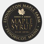 Zwart apeletiket met goudmakreel ronde sticker (Voorkant)