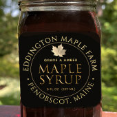 Zwart apeletiket met goudmakreel ronde sticker