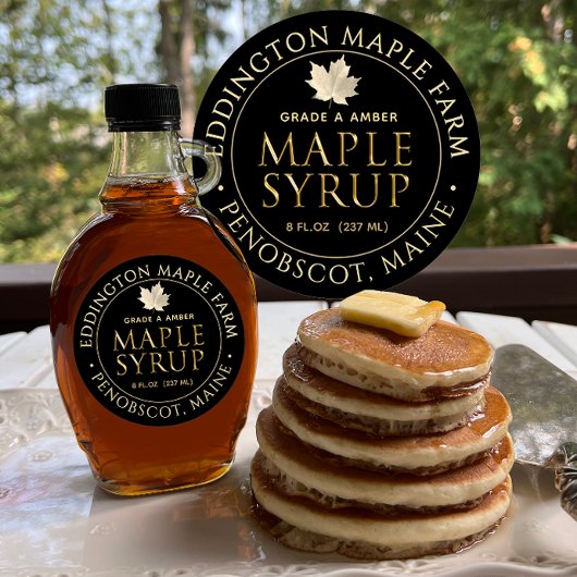 Zwart apeletiket met goudmakreel vierkante sticker