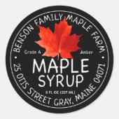 Zwart apeletiket met rode suikermantel ronde sticker (Voorkant)