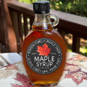 Zwart apeletiket met rode suikermantel ronde sticker