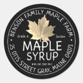 Zwart apeletiket met zwarte stroop met goudsuiker ronde sticker (Voorkant)