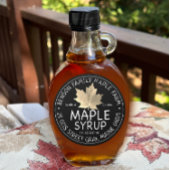 Zwart apeletiket met zwarte stroop met goudsuiker ronde sticker