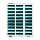 ZWART AQUA BLAUW BLAUWGROEN DAMASK ETIKET (Full Sheet)