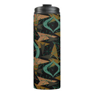 Zwart, Aqua, Faux-houtpijlen   Moderne middenstand Thermosbeker