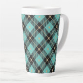 Zwart Aqua geruit patroon Latte Mok (Rechterhoek)