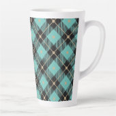 Zwart Aqua geruit patroon Latte Mok (Rechts)