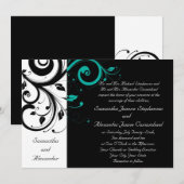 Zwart Aqua Swirl Bruiloft Traditioneel Kaart (Voorkant / Achterkant)