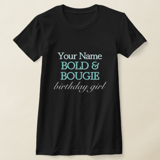 Zwart Aqua Tiffany Thema Bold Bougie Verjaardag Me T-shirt (Laagn)