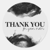 Zwart Aquarel Abstract Kleine Zakelijke Bedankt Ronde Sticker (Voorkant)