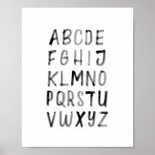 Zwart aquarel alfabet ABC educatieve poster (Voorkant)