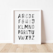 Zwart aquarel alfabet ABC educatieve poster