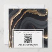 ~ Zwart AR66 RSVP Agaat Marmer QR Bruiloft Kaart (Achterkant)