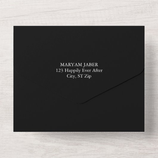 Zwart Arabisch & Engels Alles in één bruiloft uitn All In One Uitnodiging (Achterkant)