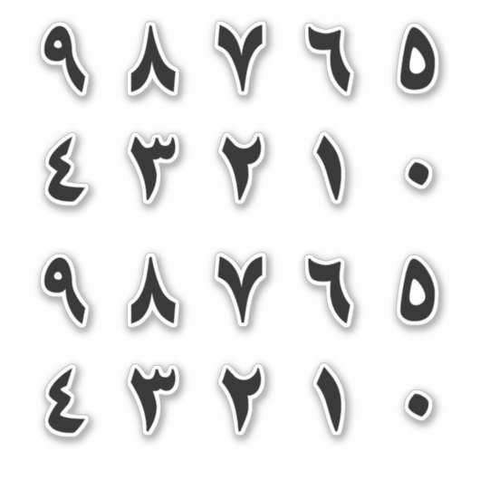 Zwart Arabisch Getal Sticker (Voorkant)