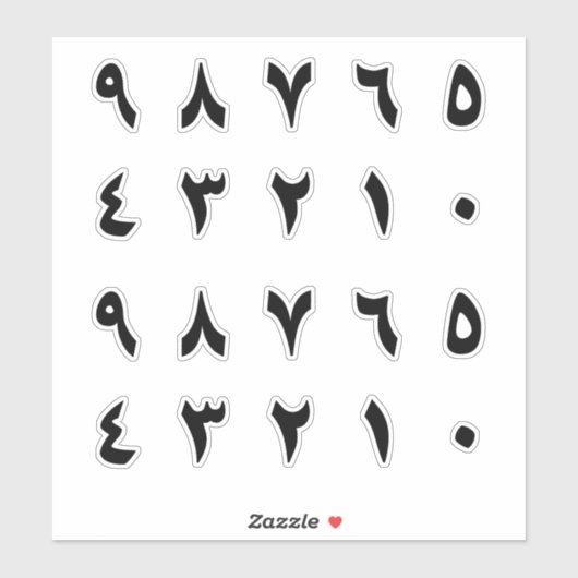 Zwart Arabisch Getal Sticker (Vel)
