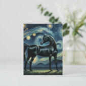 Zwart Arabisch Paard in Van Gogh Sterrennacht Briefkaart (Staand voorkant)