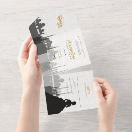 Zwart-Arabisch Quinceañera All In One Uitnodiging