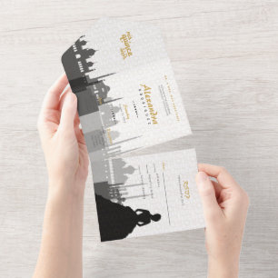 Zwart-Arabisch Quinceañera All In One Uitnodiging