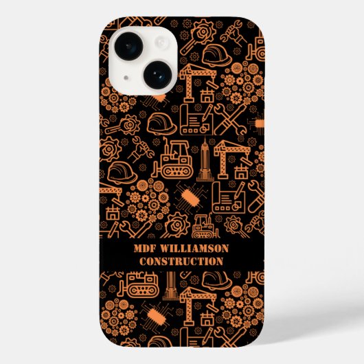Zwart Architectonisch Blauwdruk Engineer Patroon Case-Mate iPhone Case (Achterkant)
