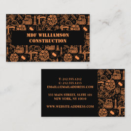 Zwart Architectonisch Blauwdruk Engineer Patroon Visitekaartje