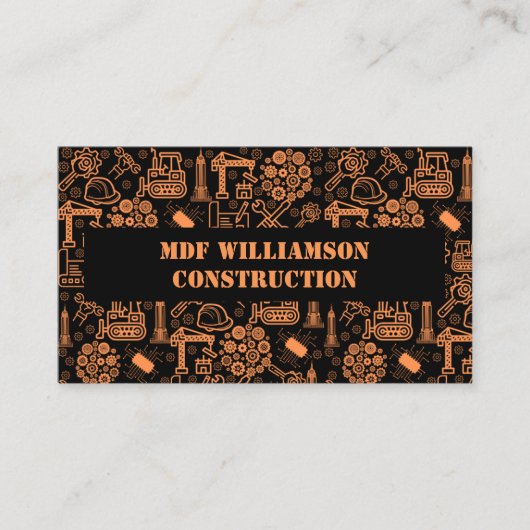 Zwart Architectonisch Blauwdruk Engineer Patroon Visitekaartje (Voorkant)