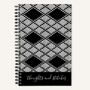ZWART ARGYLE BREI 5.5x8.5 Notitieboek + Tekst
