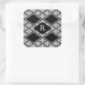 ZWART ARGYLE GEBREID Grote Vierkante Stickers + In (Tas)