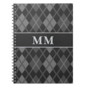 Zwart Argyle monogram Initiaal Notitieboek (Voorkant)