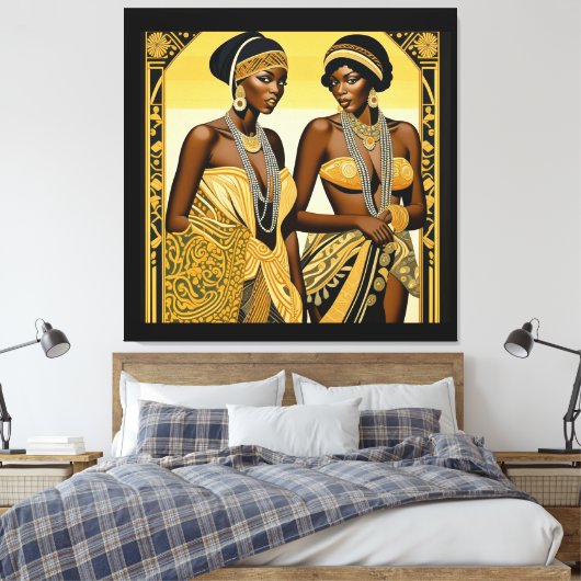 Zwart Art Deco Beauties Roaring jaren 1920 en 1930 Canvas Afdruk (Insitu (Slaapkamer))