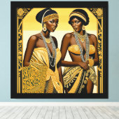 Zwart Art Deco Beauties Roaring jaren 1920 en 1930 Canvas Afdruk (Insitu (Houten vloer))