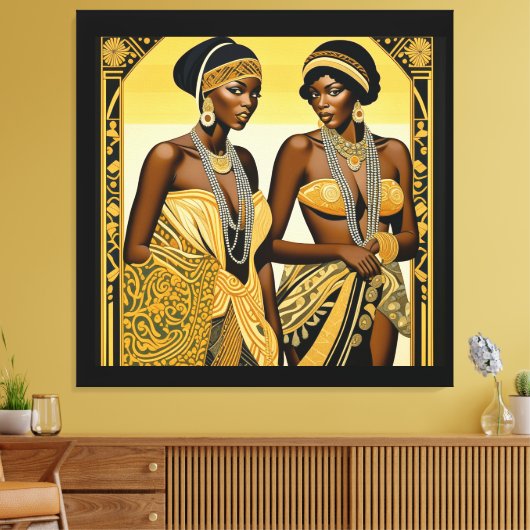 Zwart Art Deco Beauties Roaring jaren 1920 en 1930 Canvas Afdruk (Insitu (Woonkamer))