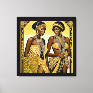 Zwart Art Deco Beauties Roaring jaren 1920 en 1930 Canvas Afdruk